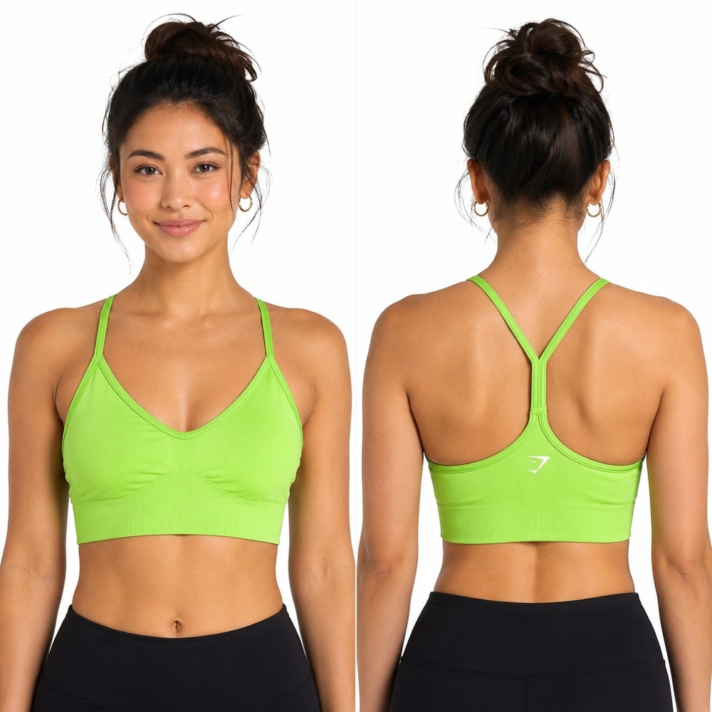 Gymshark Sweat Seamless Sports Bra Racerback Lime Green Size M B4A4Q Workout Gym